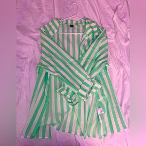 Mint Striped Green long sleeve top and shorts set💚💚💚